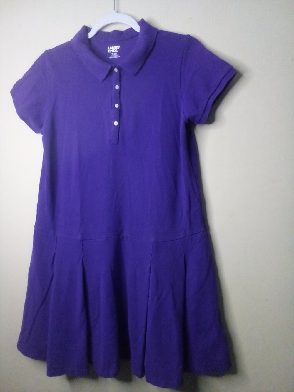 Lands' End Dress Girls 16+ 16 Plus Short Sleeve Ruffle Tennis Golf Purple